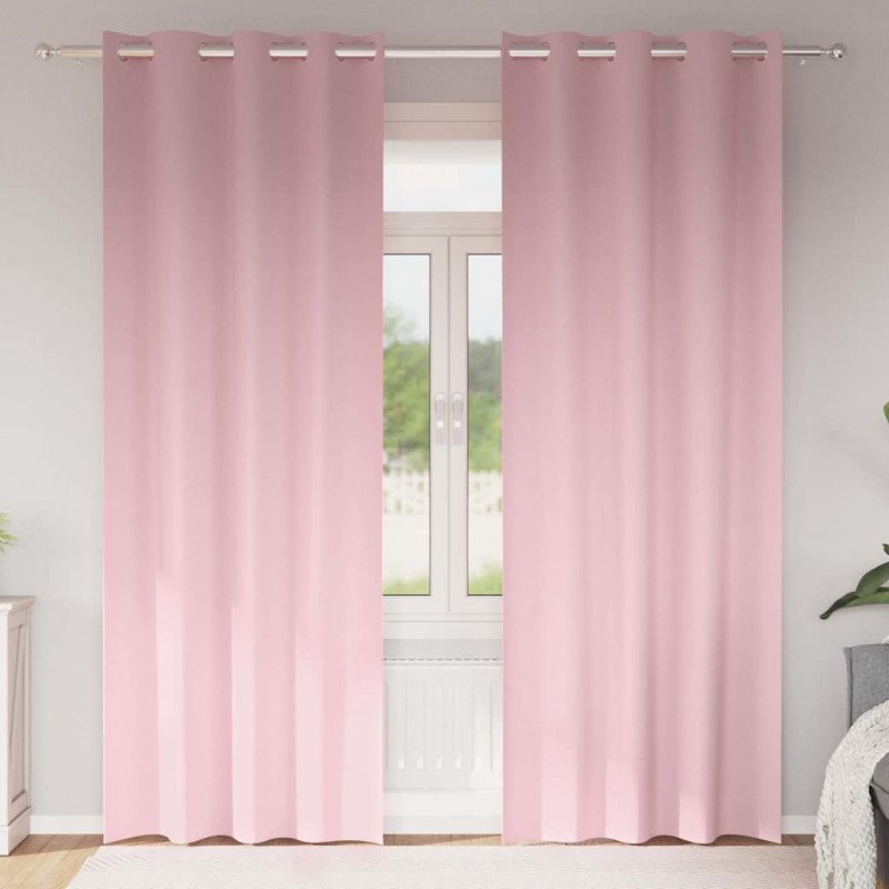 Firany blackout z kółkami 2 pcs Dziecięcy róż 225 x 140 cm
