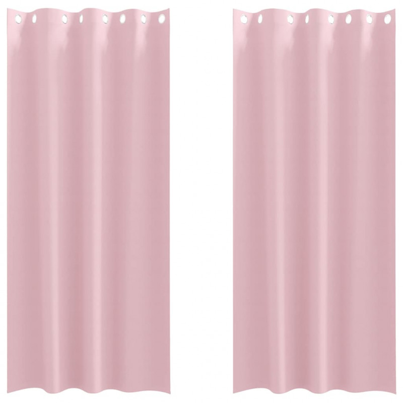 Firany blackout z kółkami 2 pcs Dziecięcy róż 260 x 140 cm