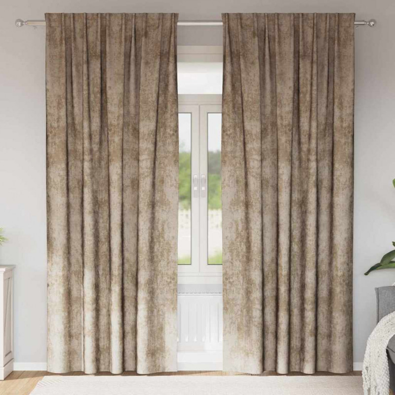 Zasłony z weluru 2 pcs szampański 225 x 140 cm Aksamit