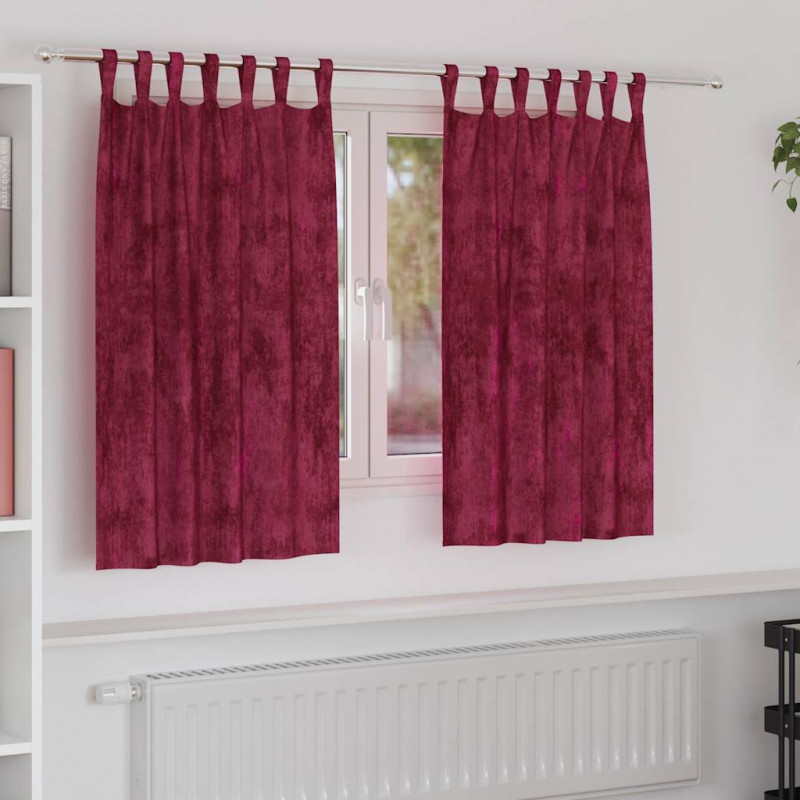 Zasłony z weluru 2 pcs Czerwone wino 140 x 140 cm Aksamit