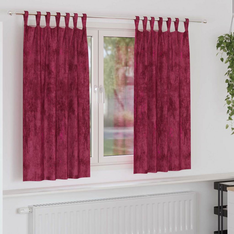 Zasłony z weluru 2 pcs czerwone wino 175 x 140 cm Aksamit