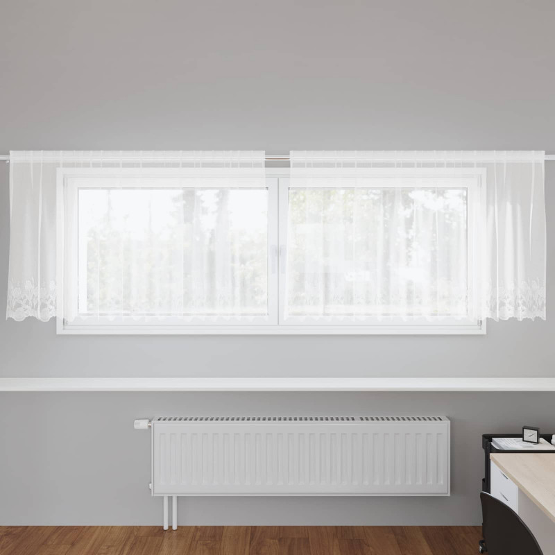 Firanka Koronkowa z zasłonami Biały 100 x 300 cm Poliester