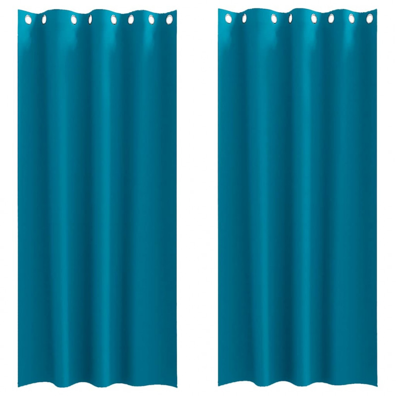 Firany blackout z kółkami 2 pcs Turkusowy 225 x 140 cm