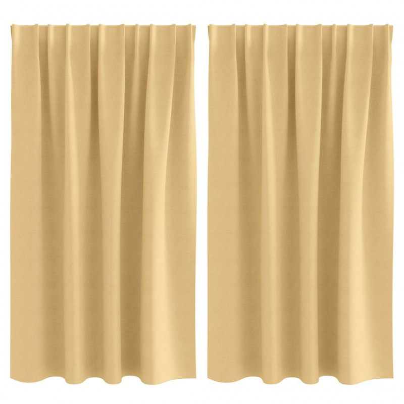 Firany blackout z kółkami 2 pcs Beżowy 140 x 140 cm Poliester