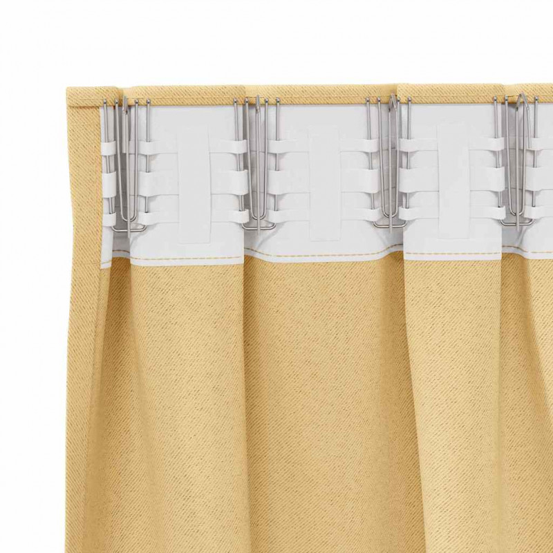Firany blackout z kółkami 2 pcs Beżowy 140 x 140 cm Poliester