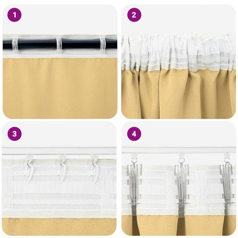 Firany blackout z kółkami 2 pcs Beżowy 140 x 140 cm Poliester