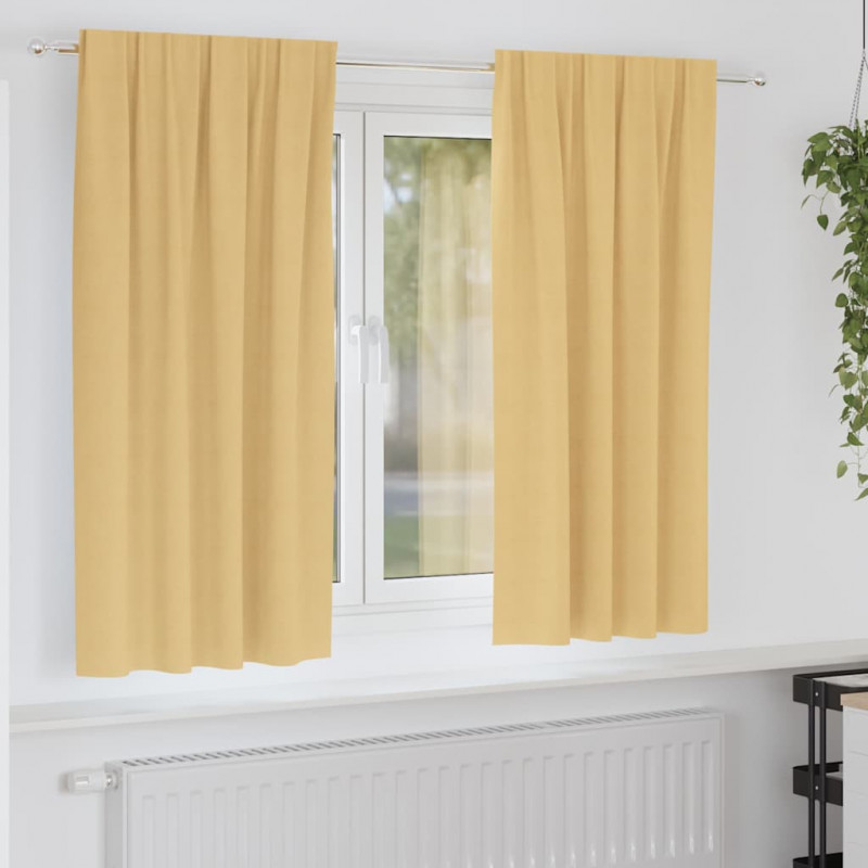 Firany blackout z kółkami 2 pcs Beżowy 175 x 140 cm Poliester