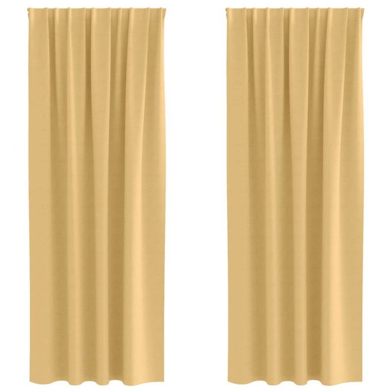 Firany blackout z kółkami 2 pcs Beżowy 225 x 140 cm Poliester