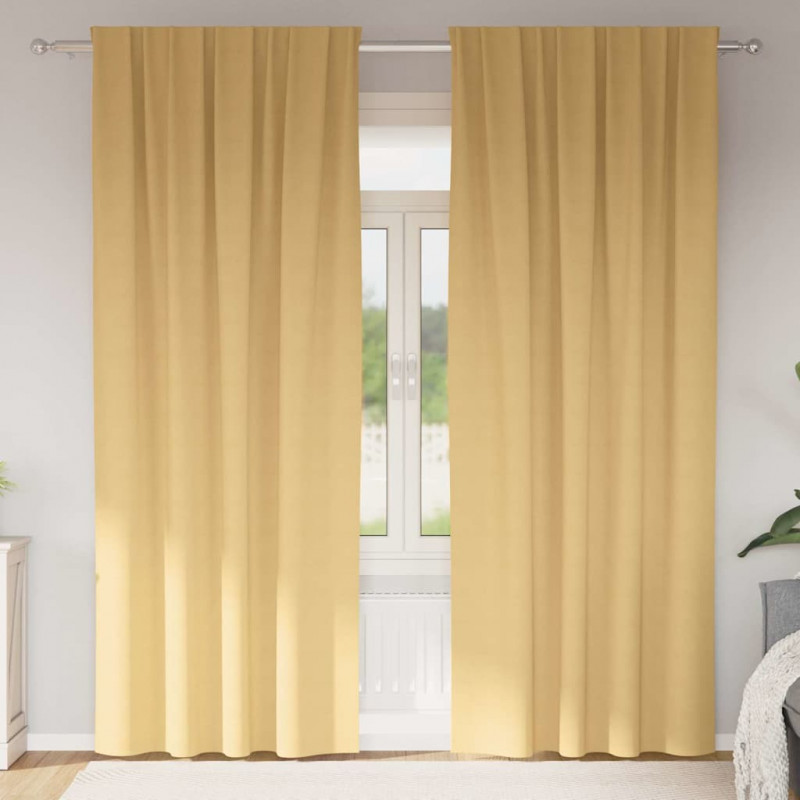 Firany blackout z kółkami 2 pcs Beżowy 260 x 140 cm Poliester