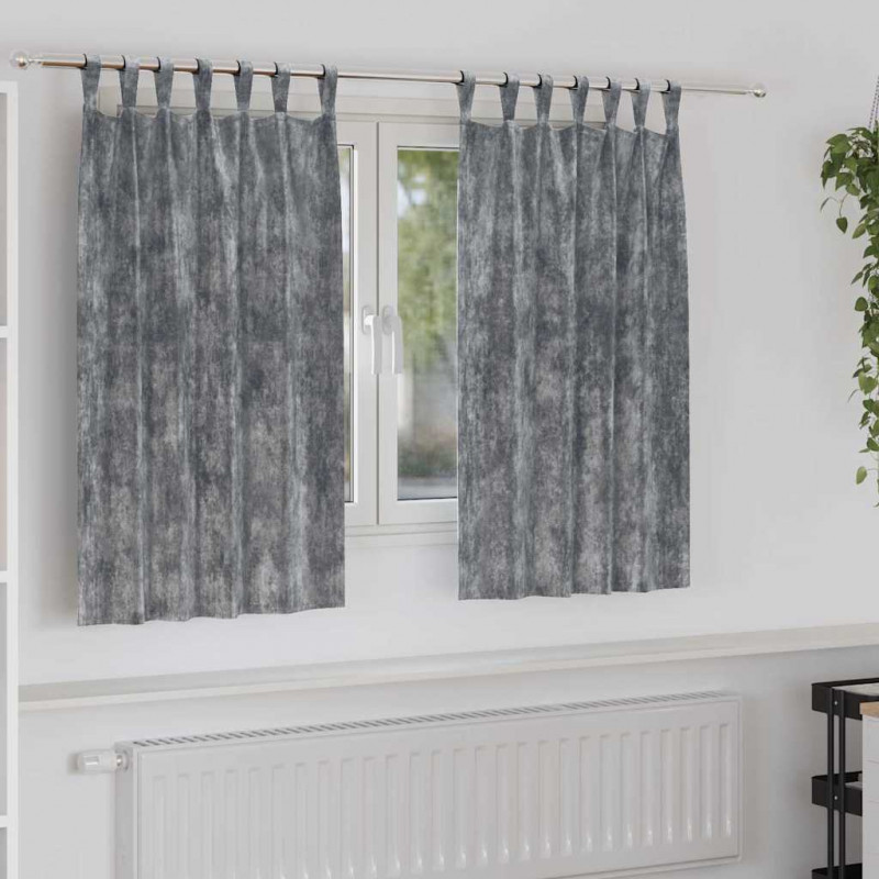 Zasłony z weluru z zasłonami 2 pcs Szary 140 x 140 cm Aksamit