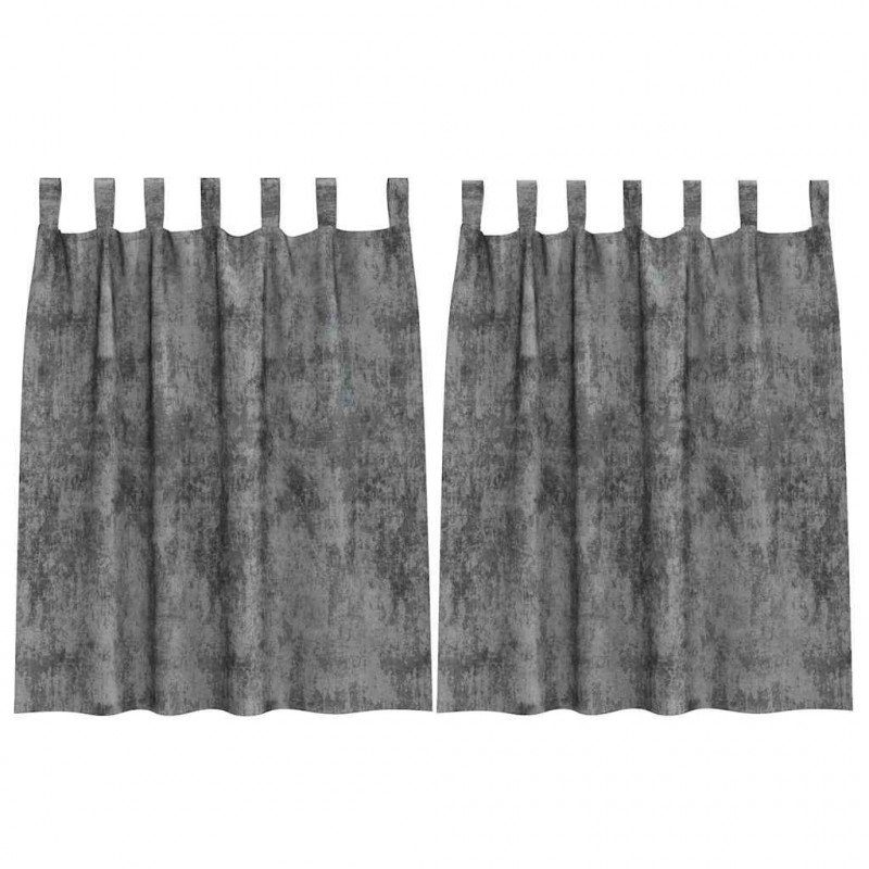 Zasłony z weluru z zasłonami 2 pcs Szary 140 x 140 cm Aksamit