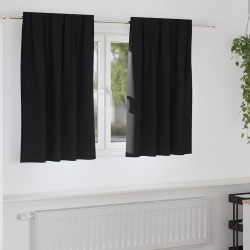Firany blackout z kółkami 2 pcs Czarny 140 x 140 cm Poliester