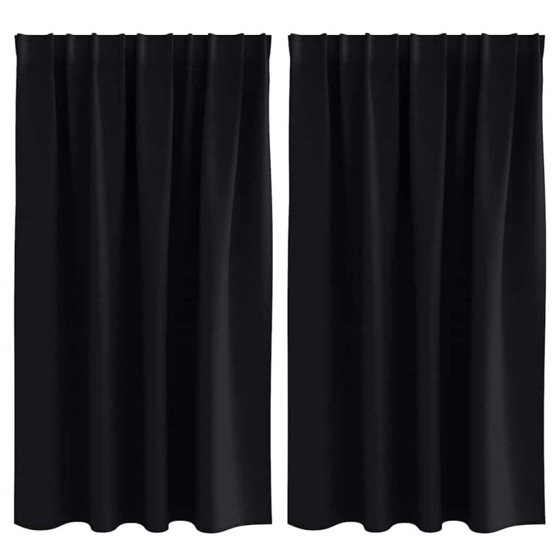Firany blackout z kółkami 2 pcs Czarny 140 x 140 cm Poliester