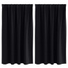Firany blackout z kółkami 2 pcs Czarny 140 x 140 cm Poliester