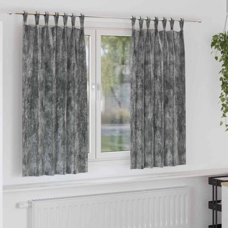 Zasłony z weluru z zasłonami 2 pcs Szary 175 x 140 cm Aksamit