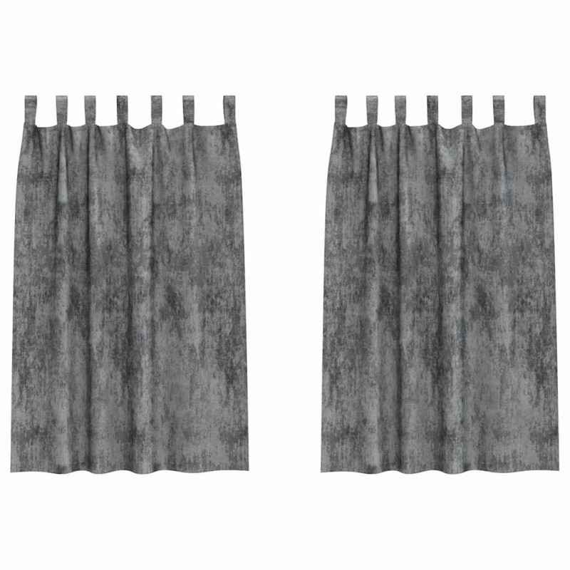 Zasłony z weluru z zasłonami 2 pcs Szary 175 x 140 cm Aksamit