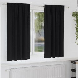 Firany blackout z kółkami 2 pcs Czarny 175 x 140 cm Poliester