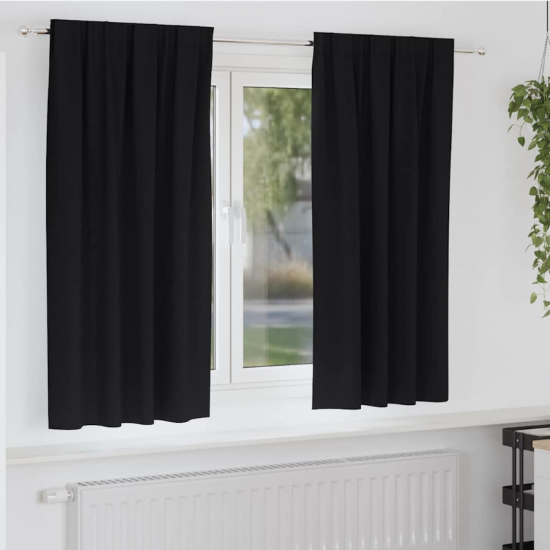 Firany blackout z kółkami 2 pcs Czarny 175 x 140 cm Poliester