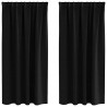 Firany blackout z kółkami 2 pcs Czarny 175 x 140 cm Poliester
