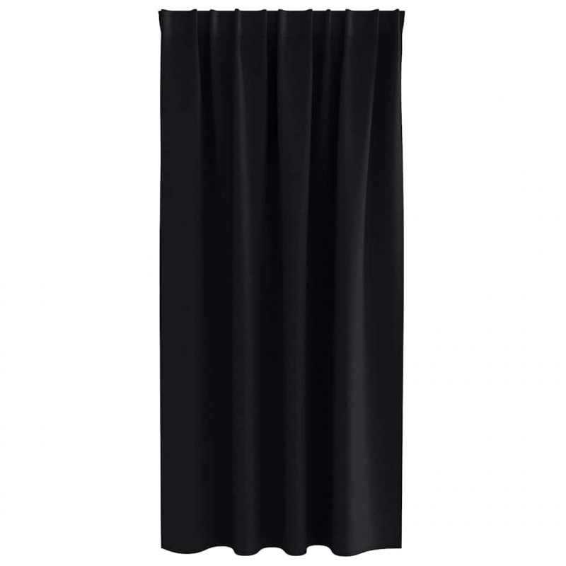 Firany blackout z kółkami 2 pcs Czarny 175 x 140 cm Poliester