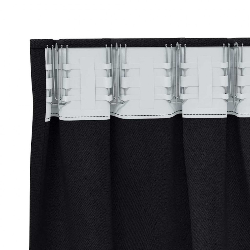 Firany blackout z kółkami 2 pcs Czarny 175 x 140 cm Poliester
