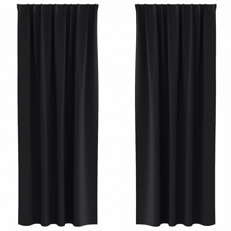 Firany blackout z kółkami 2 pcs Czarny 225 x 140 cm Poliester