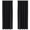 Firany blackout z kółkami 2 pcs Czarny 225 x 140 cm Poliester
