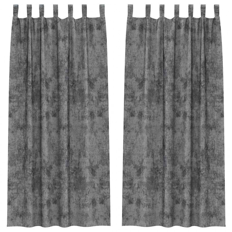 Zasłony z weluru z zasłonami 2 pcs Szary 245 x 140 cm Aksamit