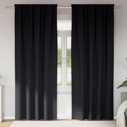 Firany blackout z kółkami 2 pcs Czarny 245 x 140 cm Poliester