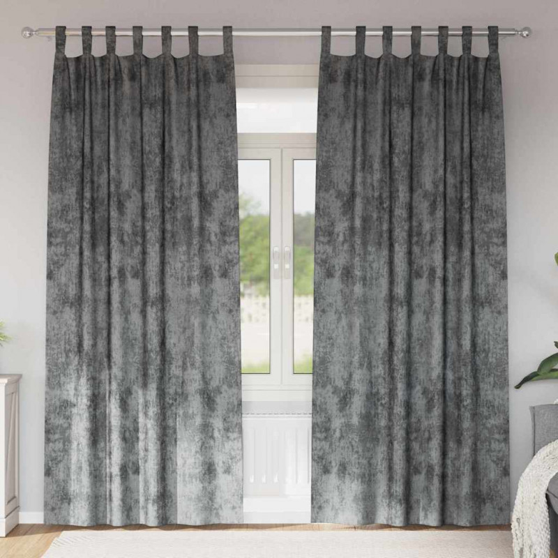Zasłony z weluru z zasłonami 2 pcs Szary 260 x 140 cm Aksamit