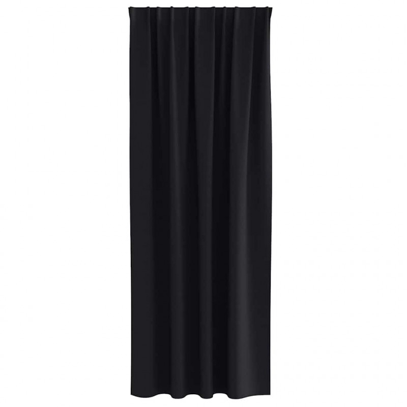 Firany blackout z kółkami 2 pcs Czarny 245 x 140 cm Poliester