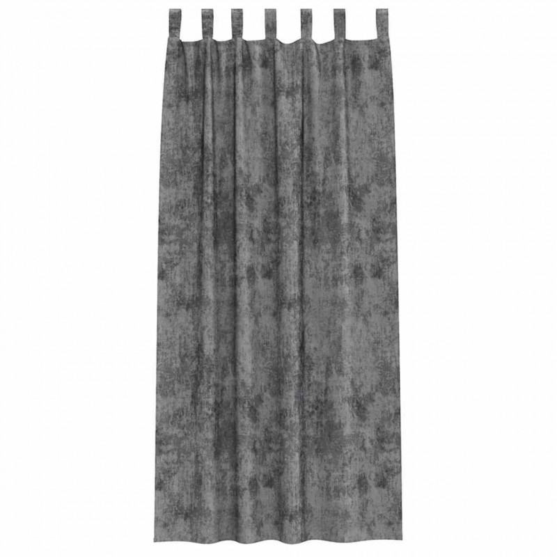 Zasłony z weluru z zasłonami 2 pcs Szary 260 x 140 cm Aksamit