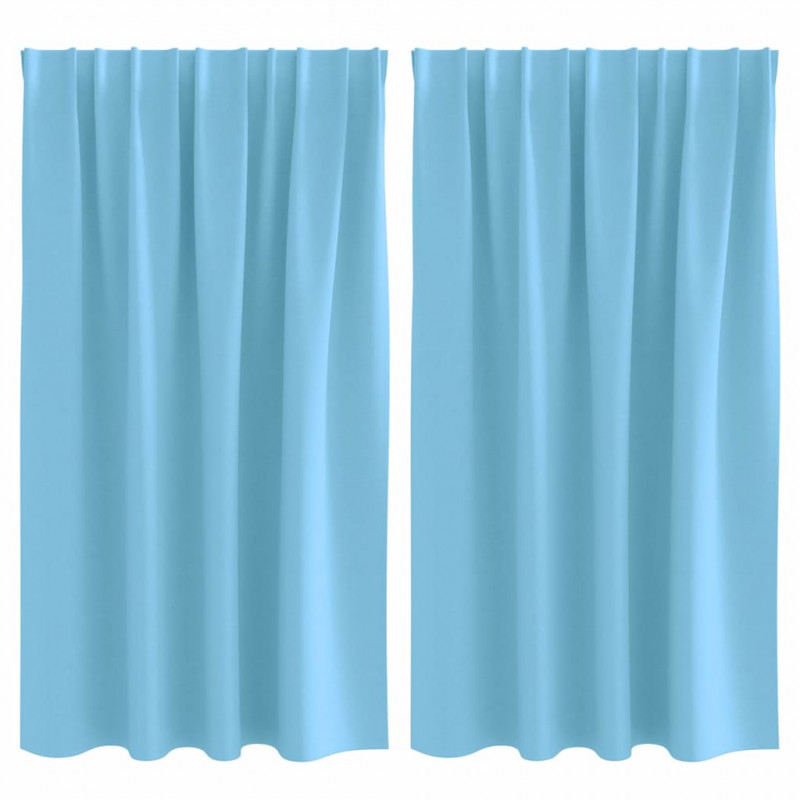 Firany blackout z kółkami 2 pcs Jasnoniebieski 140 x 140 cm