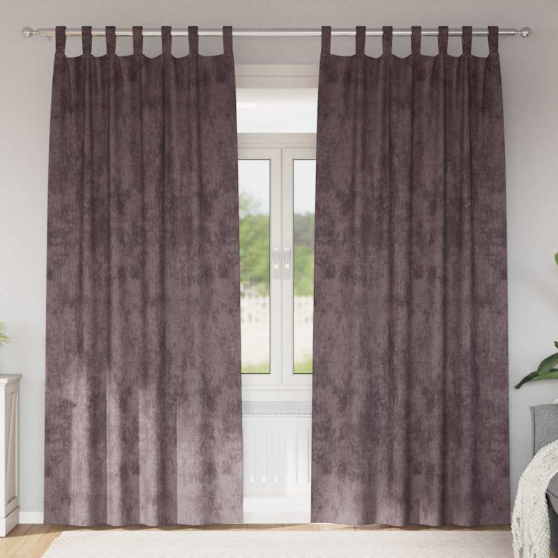 Zasłony z weluru z zasłonami 2 pcs Brązowy 225 x 140 cm Aksamit