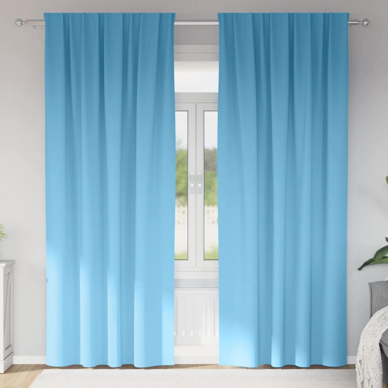 Firany blackout z kółkami 2 pcs Jasnoniebieski 260 x 140 cm