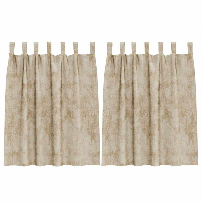 Zasłony z weluru z zasłonami 2 pcs Kremowy 140 x 140 cm Aksamit
