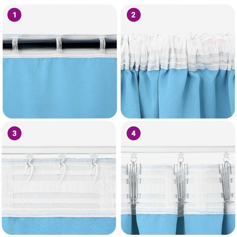 Firany blackout z kółkami 2 pcs Jasnoniebieski 260 x 140 cm