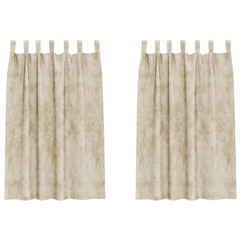 Zasłony z weluru z zasłonami 2 pcs Kremowy 175 x 140 cm Aksamit