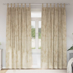 Zasłony z weluru z zasłonami 2 pcs Kremowy 260 x 140 cm Aksamit