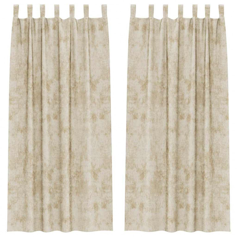 Zasłony z weluru z zasłonami 2 pcs Kremowy 260 x 140 cm Aksamit