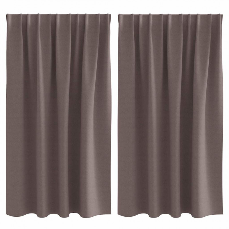 Firany blackout z kółkami 2 pcs Ciemny brąz 140 x 140 cm