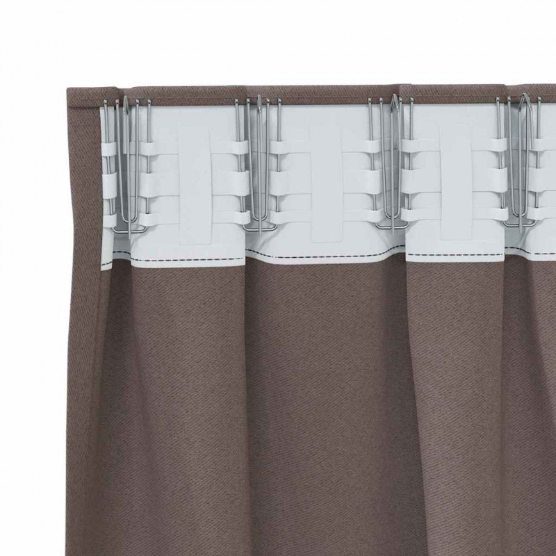 Firany blackout z kółkami 2 pcs Ciemny brąz 175 x 140 cm