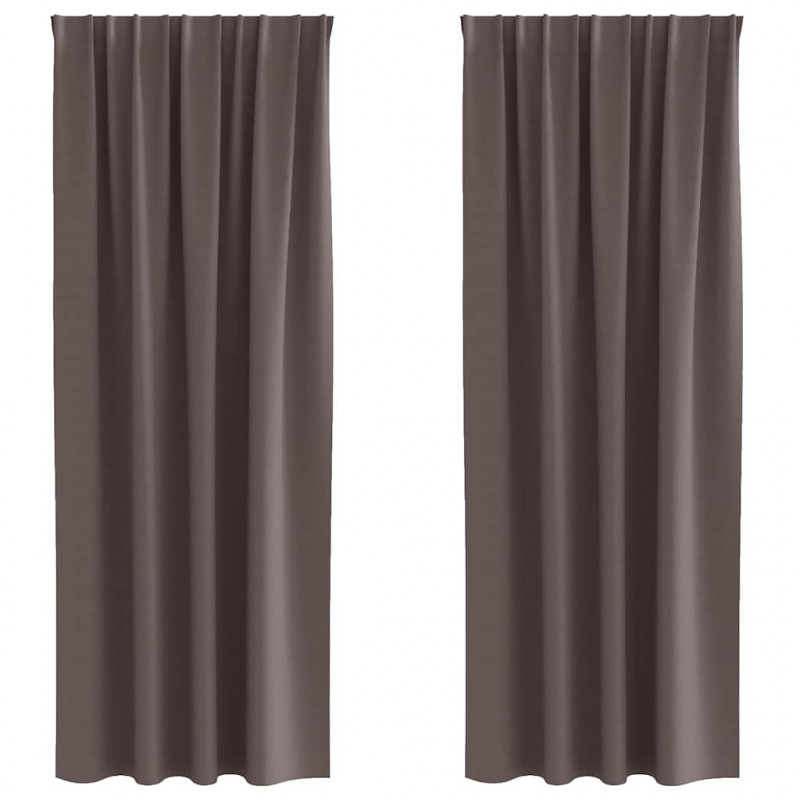Firany blackout z kółkami 2 pcs Ciemny brąz 225 x 140 cm