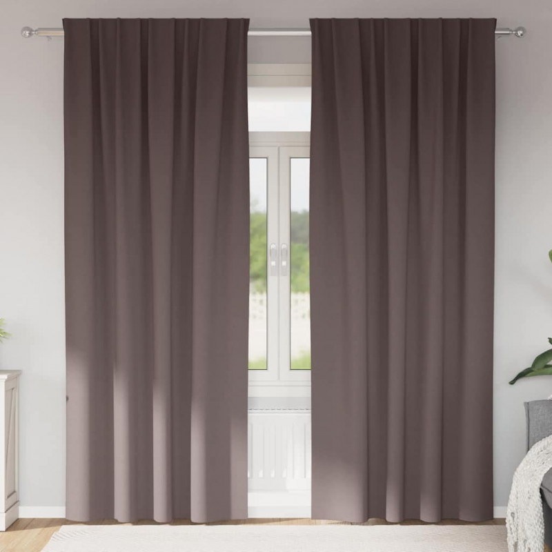 Firany blackout z kółkami 2 pcs Ciemny brąz 245 x 140 cm