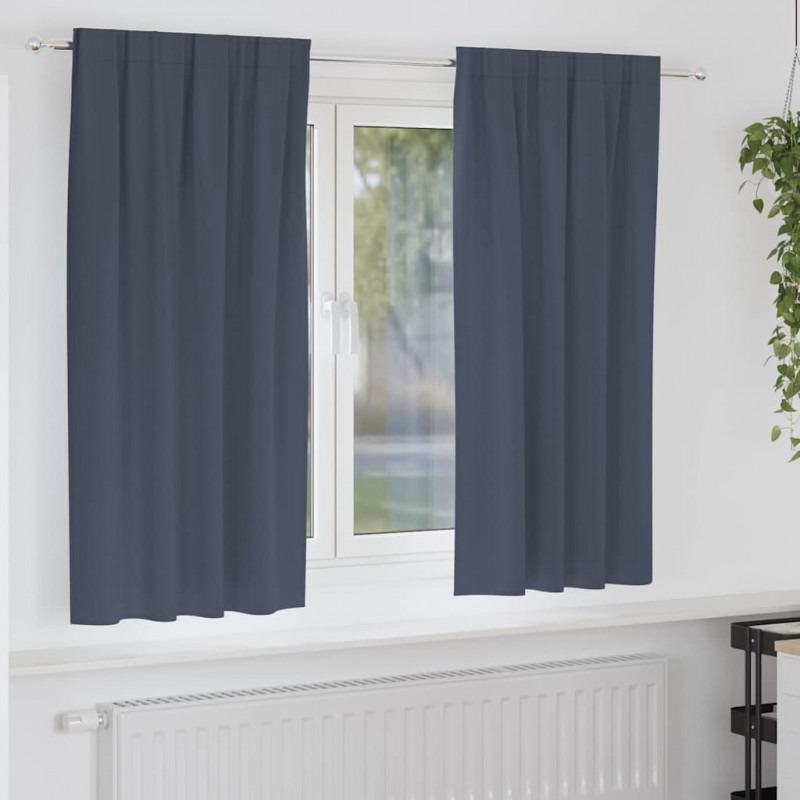 Firany blackout z kółkami 2 pcs Antracyt 175 x 140 cm Poliester