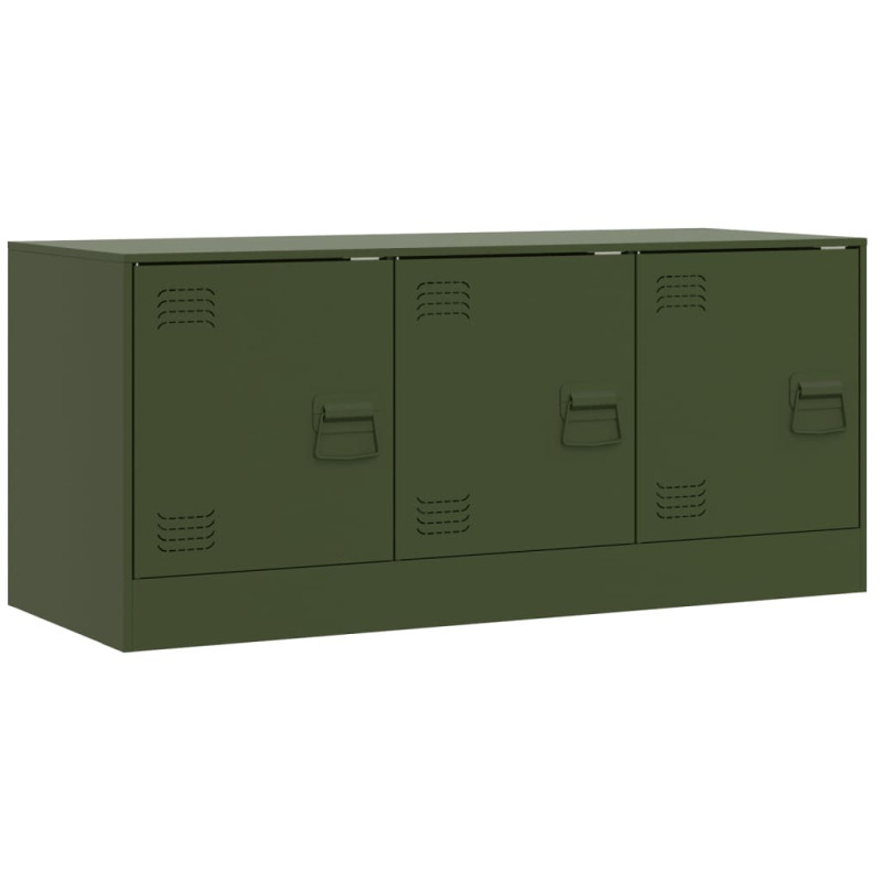 Szafka pod telewizor, oliwkowa, 99x39x44 cm, stalowa