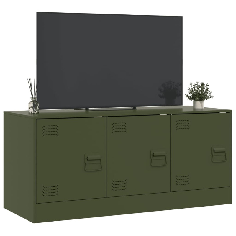 Szafka pod telewizor, oliwkowa, 99x39x44 cm, stalowa