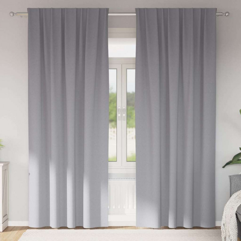 Firany blackout z kółkami 2 pcs Jasnoszary 245 x 140 cm
