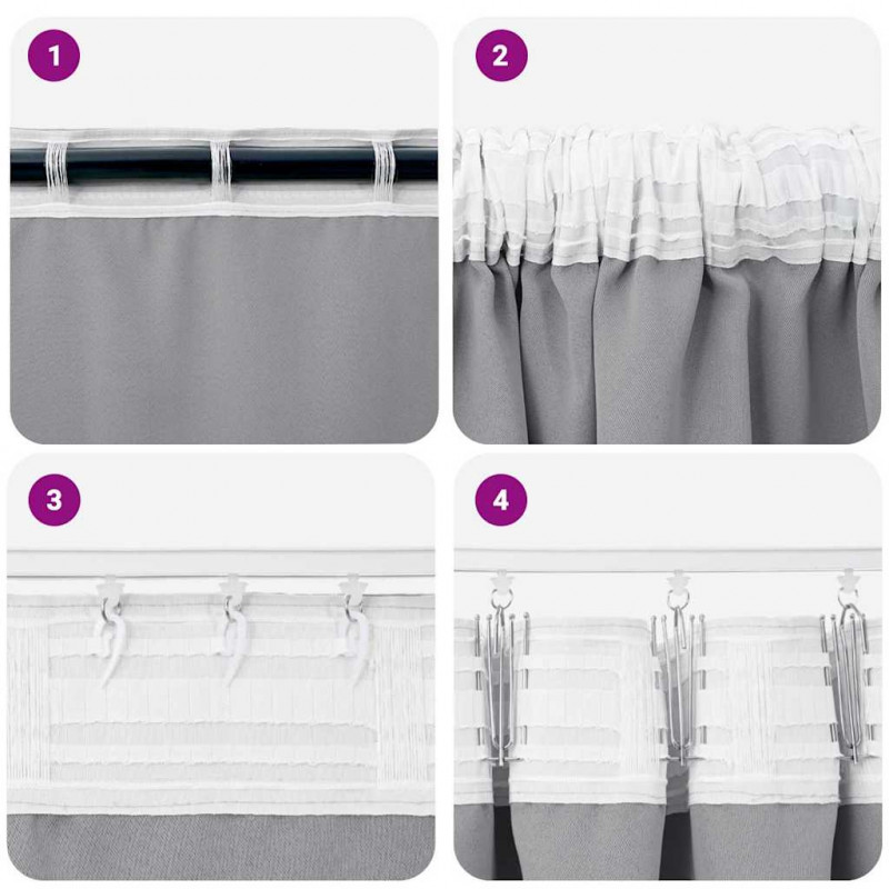 Firany blackout z kółkami 2 pcs Jasnoszary 245 x 140 cm