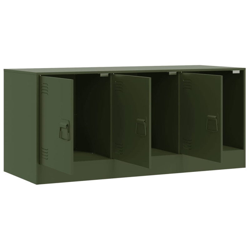 Szafka pod telewizor, oliwkowa, 99x39x44 cm, stalowa